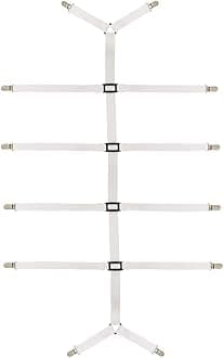 Bed Sheet Straps Adjustable Crisscross Sheet Clips Suspenders to Keep Your Bed Tidy (White)