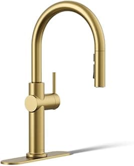 KOHLER 22972-2MB Crue Pull Down Kitchen Faucet, Pull-Down Sprayer, Vibrant Brushed Moderne Brass