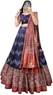Womens' Wear Tussar Silk With Patola Printed Lehenga Choli Patola Print With Foil Work Chaniya Choli