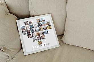 One Pinch Personalized Heart Shape Photo Collage Frame, Anniversary Photo Collage Gift, Wedding Gift, Gift For Friend, Birthday Gift, Valentine's day Gift(12x12)