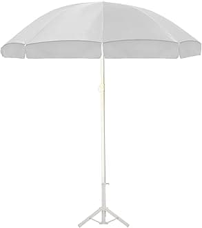 OUTO Outdoor Garden Umbrella with Stand Holder 7ft/42in Big Size Water Resistant Heavy Duty Cloth Patio for Rain & Sun Protection (White)