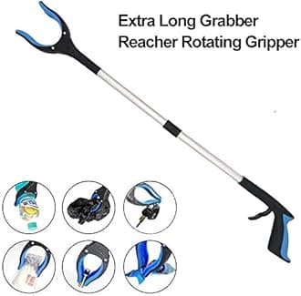2 Pack Litter Pickers,32 Inch Lightweight Grabber Reacher Tool for Elderly, Extra Long Handy Trash Picker Upper Claw Grabber (New Blue)