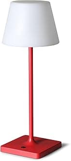 Outdoor Battery Operated Table Lamp Waterproof, 4000mAh Cordless Table Lamp Rechargeable, Touch Dimmable Desk Lamp, LED Night Light for Patio Camping Restaurant Home, H15in, Red