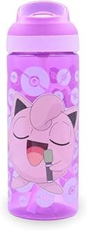 POKEMON JIGGLYPUFF Reusable BPA free Kids Atlantic Water Hydration Bottle with built in Carry Loop, Flip Up Spout and removeable straw - 600ml, Pink