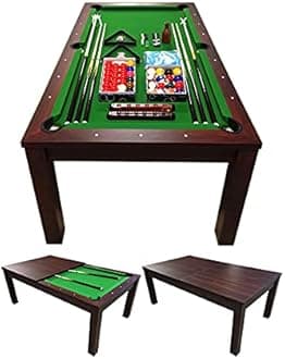 GRAFICA MA.RO SRL Green Star 7 FT Billiards Pool Table, Brown, Green with Red Accessories, Engineered Wood, 145 kg, 213 cm x 121 cm x 80 cm