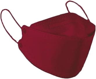 Rmaytiked 50Pcs 4-Ply KF94 Burgundy Face Masks Breathable 3D Mouth Shields Filter