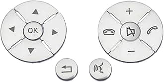 Silver Car Steering Wheel Button Switch Cover Sticker Compatible with Mercedes Benz C E S GLK Class W204 W212 W221 X204 C200 C250