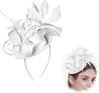 Women's Fascinator Hat, Tea Party Hat with Flower and Feathers, Kentucky Derby Hairband with Hair Clip Wedding, and Special Events