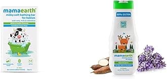 Mamaearth Milky Soft Bathing Bar For Babies With Oats, Milk & Calendula 75G X 2 & Dusting Powder With Organic Oatmeal & Arrowroot Powder 150G & Natural Anti Mosquito Body Roll On, 40Ml