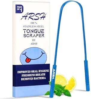 Arsh Tongue Scraper for Adults Stainless Steel Tongue Cleaner for Oral Care & Hygiene Tongue Cleaner for Men and Women Tongue Scrubber for Reduce Bad breath100% Metal Tongue Cleaners