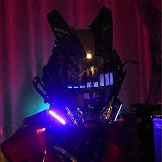 PDLING Cyberpunk Gothic Mask Helmet for Adult,Techwear mask, Halloween Cosplay Costume Accessory with LED Lamp, Futuristic Helmet