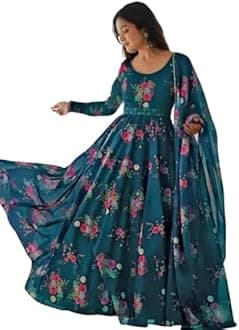 Beautiful Ledies Stylish Fancy Trendy Printed Poly Georgette Maxi Flared Gown for Women for Party Wedding Festival Functions