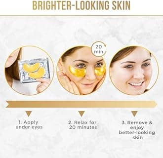 DERMORA Wedding-Themed Eye Mask (20 Pairs), Golden Under Eye Patches - Rejuvenating Treatment for Dark Circles, Puffy Eyes, Refreshing, Revitalizing, Travel, Wrinkles