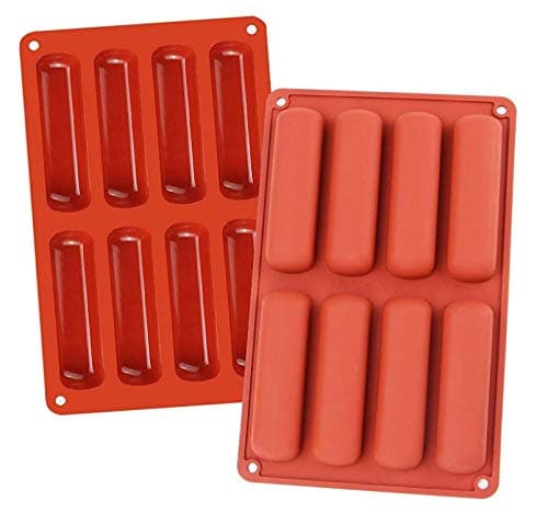 2 Pack Eclair Mold Ice Stick Cube Trays Silicone Ice Cube Molds 8 Cavity for Water Bottles, Sport Drinks, Bottled Soda, Whiskey, Drinks, Cocktails and Resin