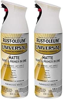 Rust-Oleum 376725 Universal All Surface Spray Paint, 12 oz, Matte Farmhouse White (Pack of 2)