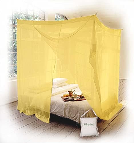 Rectangular mosquito net from KLAMBOE ® superior handmade rectangular box shaped bed nets - 210cm x 180cm x 235cm - Twin Sas - Yellow