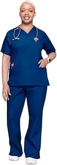 Cherokee Scrub set for women Traditional Fit Dolman Sleeve, V-neck Top 4700 Natural Rise Flare Leg Drawstring Pant 4101