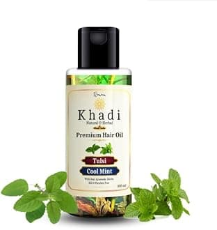 Khadi Natural Tulsi & Mint Ayurvedic Hair Oil - Enriched with Real Herbs for Growth & Scalp Nourishment | 100 ML