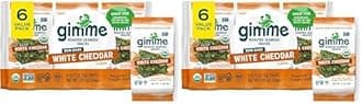 Gimme Seaweed - White Cheddar - 6 Count - Organic Roasted Seaweed Sheets - Keto, Vegan, Gluten Free - Great Source of Iodine & Omega 3’s - Healthy On-The-Go Snack for Kids Adults (Pack of 2)