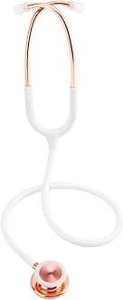 Double-Sided Stethoscope with Ear Tips, Professional Stethoscope for Doctor Nurse Clinical Student Use, Customized Gold-Plated High-end - White