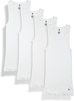 U.S. Polo Assn. Men's Undershirt - Cotton Ribbed Tank Top (4 Pack)