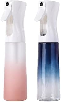 (2 Packs) Hair Spray Bottles, Continuous Water Mister Spray Bottle Empty for Hairstyling, Skin Care, Cleaning and Plant Spraying, 300ml/ 10 Oz (ORANGE+BLUE)