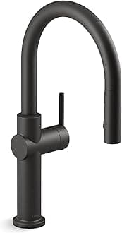 Kohler22972-BL Crue Pull Down Kitchen Faucet with Multi Function Spray Head, Matte Black