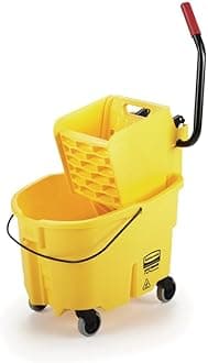 Rubbermaid Commercial WaveBrake Mopping System Bucket and Side-Press Wringer Combo, 26-quart, Yellow (FG748000)