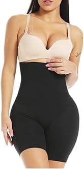 Women’s Nylon Spandex No Rolling Down High Waist Tummy Control/Tummy Tucker/Butt Lifter/Body Shaper Shapewear with Lace