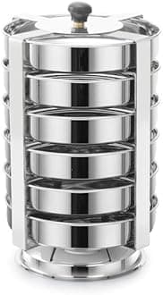 HORIZON Stainless Steel Thatte Idly Cum Dhokla Stand/Thatte/Plate Idli Maker Suitable for Outer Lid Cooker (6 Plates) - Medium