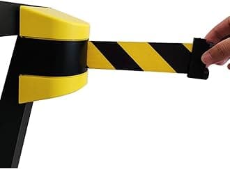 – Magnetic Belt Barrier Retractable - 3/5/10m Wall Mount Queue Crowd Control Wall Barrier, Fixed Safety Cordon Barrier, Queuing Safety Tape Cordon, Airports, Banks, School(3m)