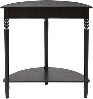 Decor Therapy Half Moon Entry Table, With Shelves & Easy Assembly, Farmhouse Entryway Table, Black, Wood - (28.5" x 11.8" x 28.5")