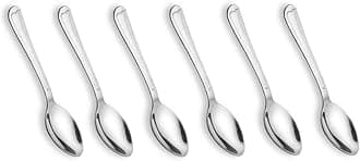 Crystal - CC951A Stainless Steel Tea Spoon Set, Set of 6, Silver