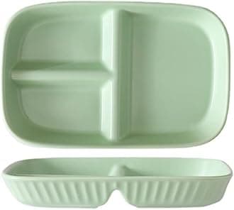 Porcelain Diet Dinner 3 Compartment Plate, Portion Control Plates, Divided Dinner Plates for Adults