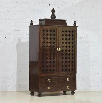 Blackperlcrafts by 45" H, 30" W, 15" D large wooden temple soild teak wood Mandir Wooden Decorative Temple Puja Mandir for Home poja mandir handmade Door