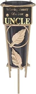 Grave Vases with Spike Grave Ornaments - Memorial Plaques/Black Vases Flower Holders with Personalised Quotes; Metal Spikes Grave Decorations in Loving Memory of your Loved Ones (Uncle)
