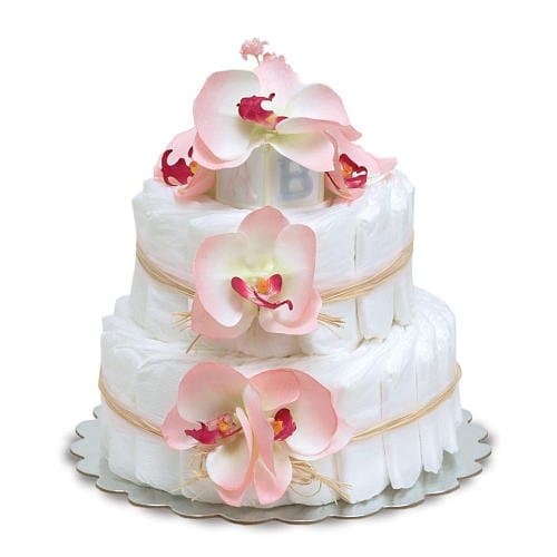 Small Pink Orchids Diaper Cakes