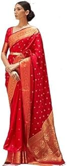 SWORNOF Women's kanjivaram banarasi silk saree for festival Wedding silk with rich pallu Design sarees for women with Unstitched blouse piece