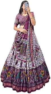 Women's Trending Designeer Tussar Silk With Foiil Print and bandhani Print Lehenga Choli