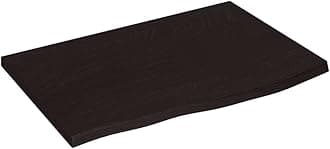 vidaXL Dark Grey Bathroom Countertop, 60x40x2 cm, Treated Solid Oak Wood, Handmade, Versatile Use as Vanity Top, Shelf, Cabinet Top, Desk Top, Table Top