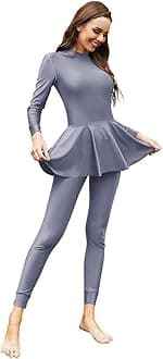 FYMNSI Womens Muslim Swimsuits Reversible Modest Swimwear Full Coverage Rash Guard One Piece Burkini Islamic Bathing Suits