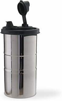 SignoraWare 650 ML Easy Flow Stainless Steel Oil Dispenser Bottle with Lid and Cap | Air-Tight Spill-Proof | Food Grade Pourer Drizzler (Black, Set of 1 | 650ml)