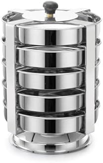 HORIZON Stainless Steel Thatte Idly Cum Dhokla Stand/Thatte/Plate Idli Maker Suitable for Outer Lid Cooker (5 Plates) - Small