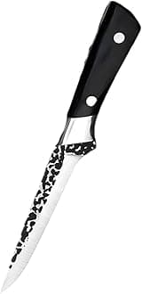 Hand Forged Stainless Steel 5.5 Inch Japanese Boning Fillet Knife Butcher Knife Deboning Knife for Meat with Abs Handle (Set of 1), Black