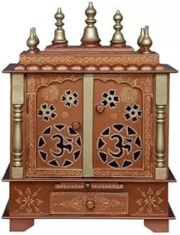 Kamdhenu art and craft Wooden Temple/Home Temple/Pooja Mandir/Pooja Mandap/Temple for Home (OM COPER)