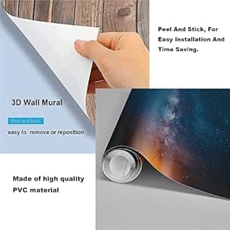 Custom 3D Ceiling Wall Mural, Blue Sky and White Cloud Pink Cherry Blossom Ceiling Mural Modern Creative Peel and Stick Wallpaper, Living Room Children's Room Bedroom Wallpaper