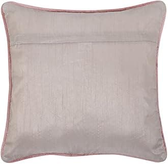 haus & kinder Decorative Embroidered Cushion Cover | Knitted Chambray Front Throw Pillow Cushion Cover for Sofa Living Room | 16inch x 16inch | Embroidery Butterfly