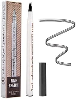Eyebrow Tattoo Pen, Microblading Eyebrow Pencil, with a Micro-Fork Tip Applicator, Create Natural Looking Eyebrows, Easy to Use and Stays All Day (Dark Gray)