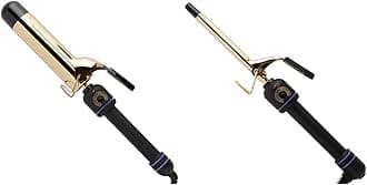Hot Tools Pro Signature Gold Curling Iron (1-1/2 in) & 24K Gold Curling Iron (1/2 in) Bundle | Long Lasting Defined Curls