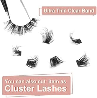 False Eyelashes Clear Band Faux Mink Lashes 18mm Long Dramatic Invisible Wispy Lashes Fake Eye Lashes Pack by Kiromiro